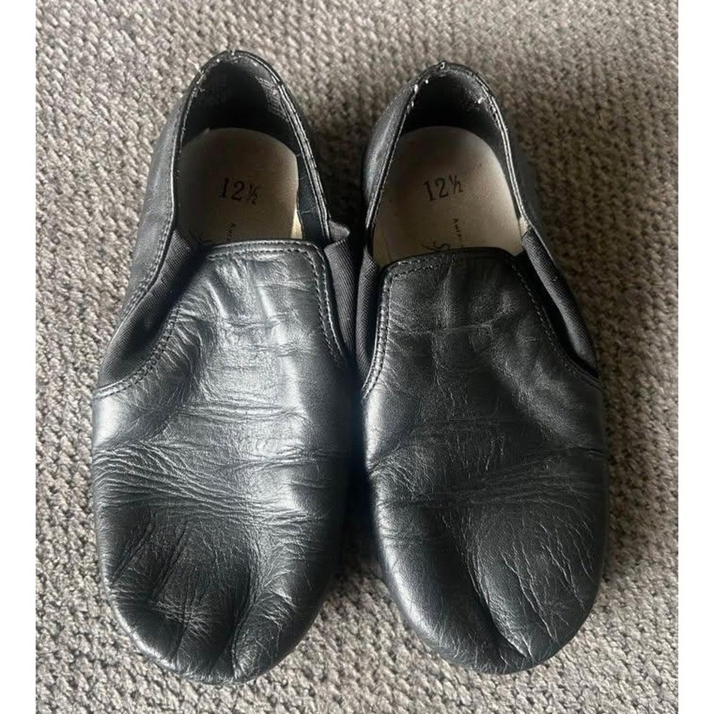 ABT American Ballet Theatre Jazz Shoes Kids Leather Split Sole 12.5 Black
